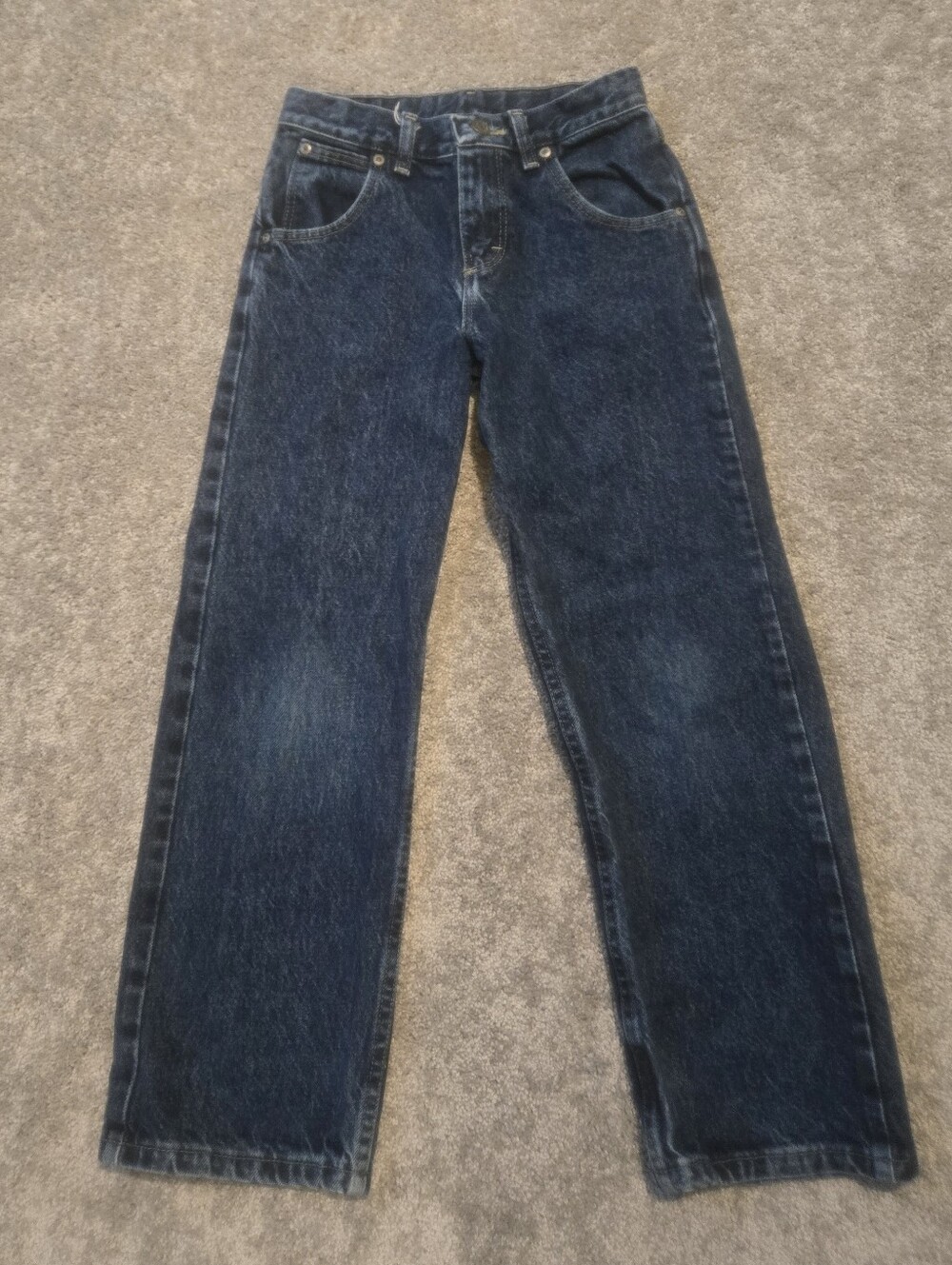 Wrangler Boys Heavyweight Denim Jeans Size 10 Regular Dark Wash Adjustable Waist